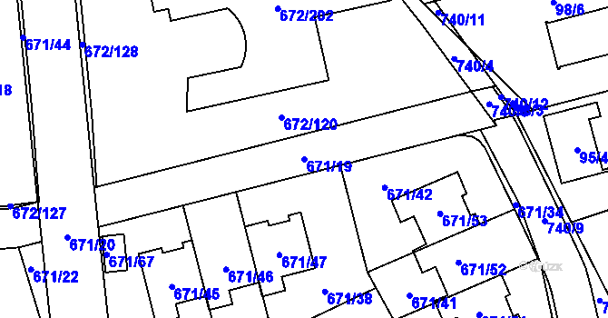 Parcela st. 671/19 v KÚ Dolní Měcholupy, Katastrální mapa