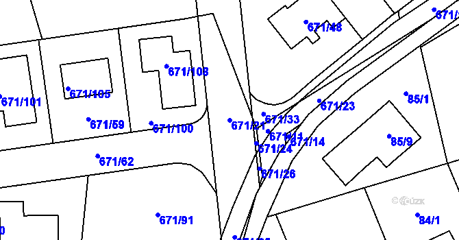 Parcela st. 671/21 v KÚ Dolní Měcholupy, Katastrální mapa