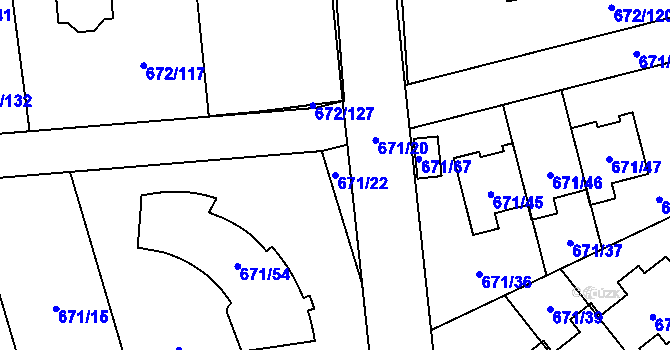 Parcela st. 671/22 v KÚ Dolní Měcholupy, Katastrální mapa