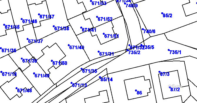 Parcela st. 671/31 v KÚ Dolní Měcholupy, Katastrální mapa