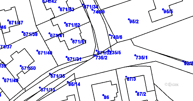 Parcela st. 671/32 v KÚ Dolní Měcholupy, Katastrální mapa