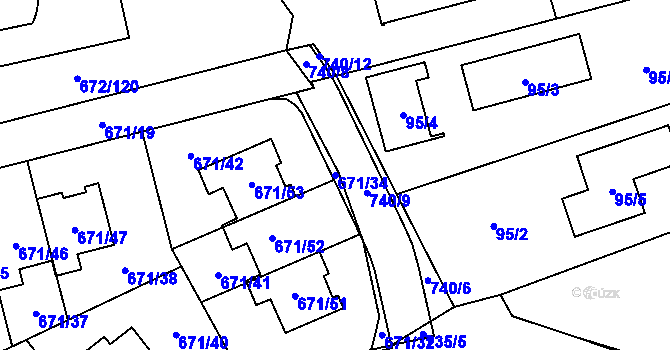 Parcela st. 671/34 v KÚ Dolní Měcholupy, Katastrální mapa