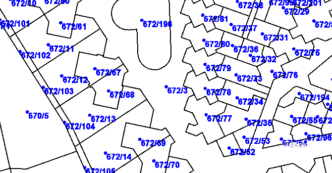 Parcela st. 672/3 v KÚ Dolní Měcholupy, Katastrální mapa