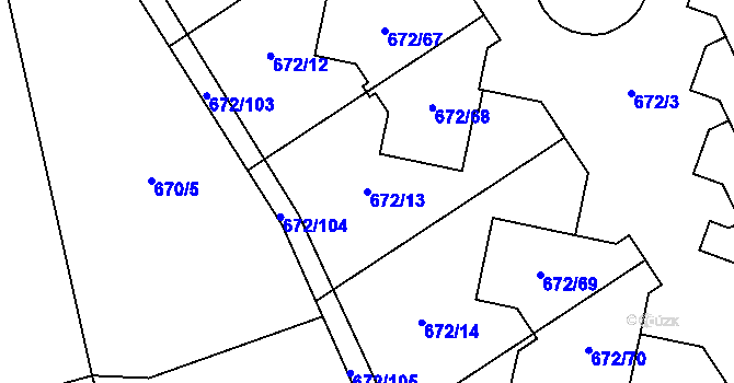 Parcela st. 672/13 v KÚ Dolní Měcholupy, Katastrální mapa