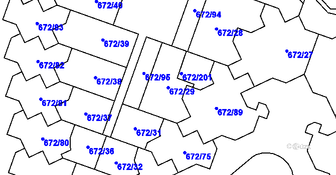 Parcela st. 672/29 v KÚ Dolní Měcholupy, Katastrální mapa