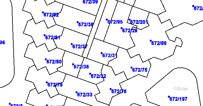 Parcela st. 672/31 v KÚ Dolní Měcholupy, Katastrální mapa