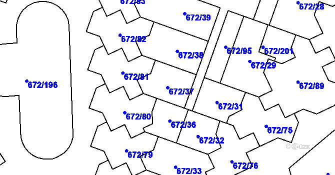 Parcela st. 672/37 v KÚ Dolní Měcholupy, Katastrální mapa