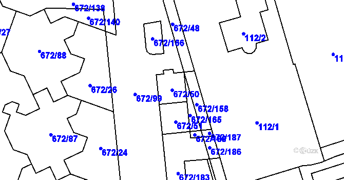 Parcela st. 672/50 v KÚ Dolní Měcholupy, Katastrální mapa
