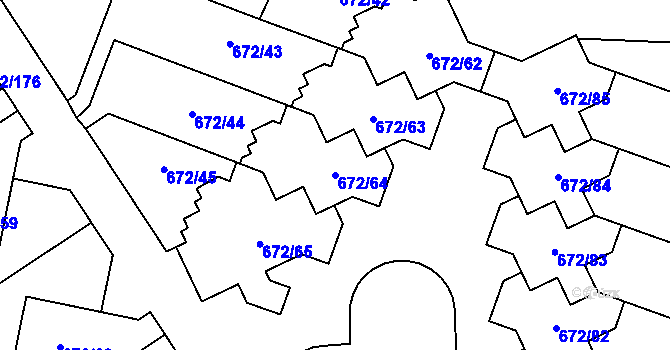 Parcela st. 672/64 v KÚ Dolní Měcholupy, Katastrální mapa