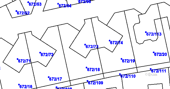 Parcela st. 672/73 v KÚ Dolní Měcholupy, Katastrální mapa