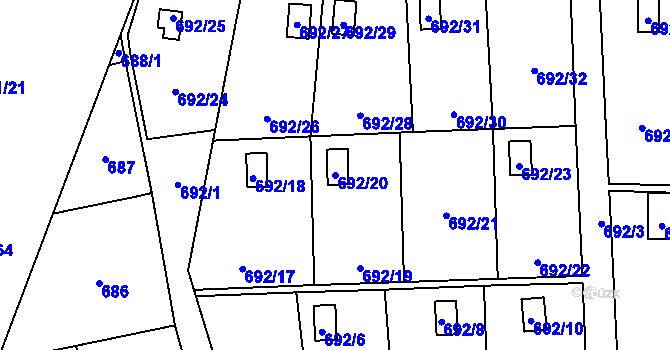 Parcela st. 692/20 v KÚ Dolní Měcholupy, Katastrální mapa