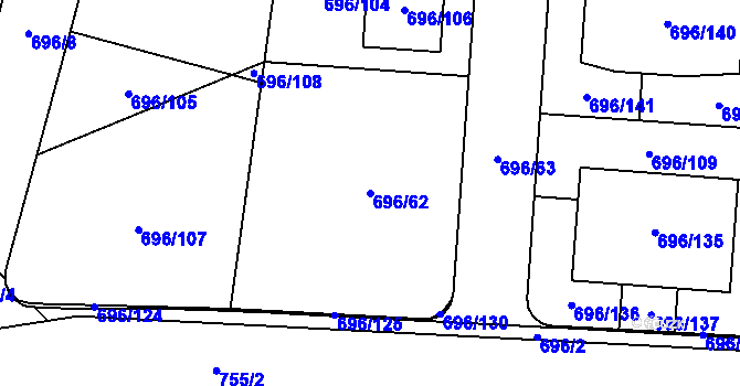 Parcela st. 696/62 v KÚ Dolní Měcholupy, Katastrální mapa