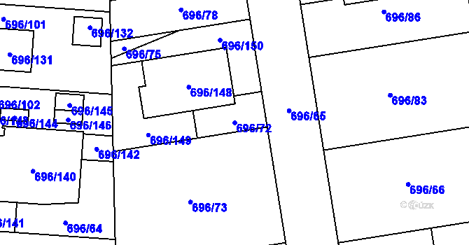 Parcela st. 696/72 v KÚ Dolní Měcholupy, Katastrální mapa