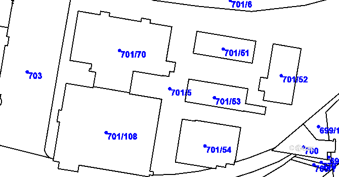 Parcela st. 701/5 v KÚ Dolní Měcholupy, Katastrální mapa