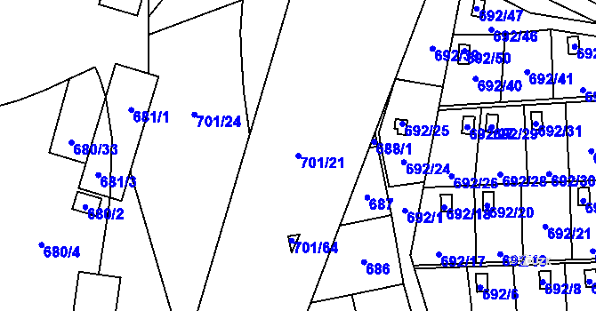 Parcela st. 701/21 v KÚ Dolní Měcholupy, Katastrální mapa