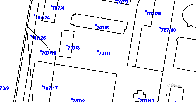 Parcela st. 707/1 v KÚ Dolní Měcholupy, Katastrální mapa