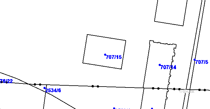 Parcela st. 707/15 v KÚ Dolní Měcholupy, Katastrální mapa