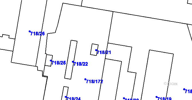 Parcela st. 718/21 v KÚ Dolní Měcholupy, Katastrální mapa