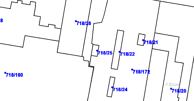 Parcela st. 718/25 v KÚ Dolní Měcholupy, Katastrální mapa