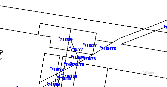 Parcela st. 718/37 v KÚ Dolní Měcholupy, Katastrální mapa