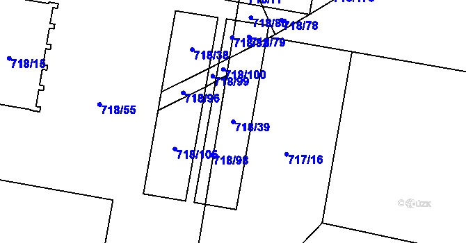 Parcela st. 718/39 v KÚ Dolní Měcholupy, Katastrální mapa
