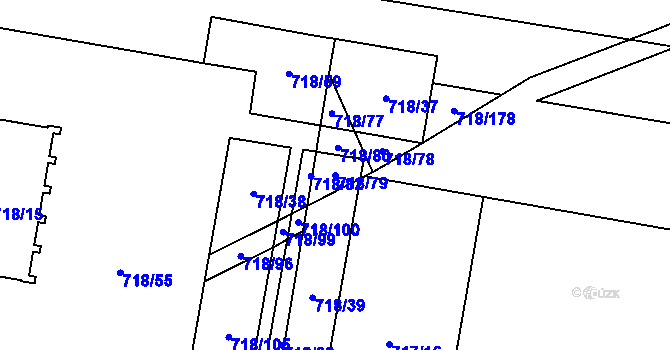 Parcela st. 718/79 v KÚ Dolní Měcholupy, Katastrální mapa