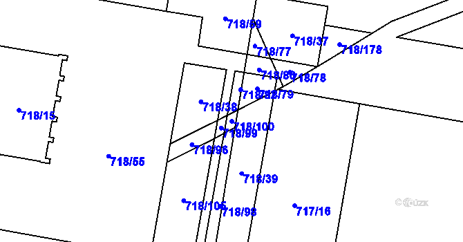 Parcela st. 718/100 v KÚ Dolní Měcholupy, Katastrální mapa