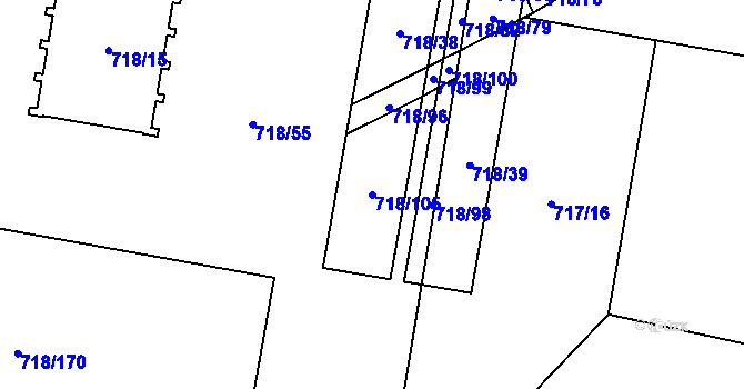Parcela st. 718/105 v KÚ Dolní Měcholupy, Katastrální mapa