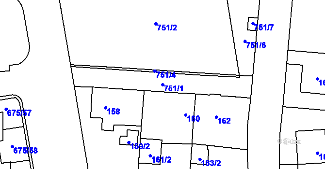Parcela st. 751/1 v KÚ Dolní Měcholupy, Katastrální mapa