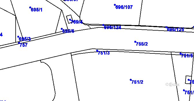 Parcela st. 751/3 v KÚ Dolní Měcholupy, Katastrální mapa