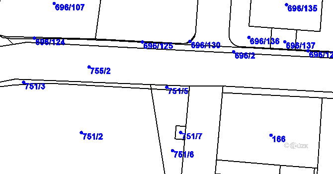 Parcela st. 751/5 v KÚ Dolní Měcholupy, Katastrální mapa