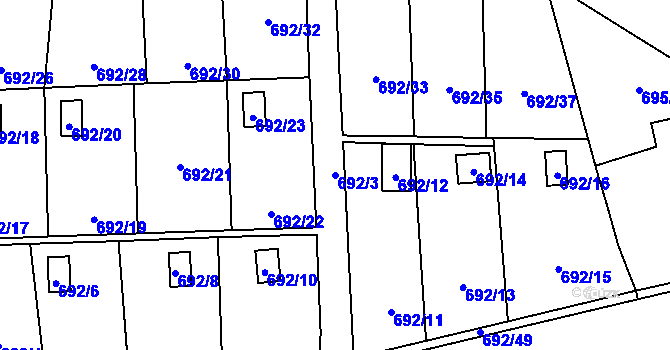 Parcela st. 692/3 v KÚ Dolní Měcholupy, Katastrální mapa