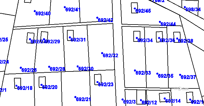 Parcela st. 692/32 v KÚ Dolní Měcholupy, Katastrální mapa