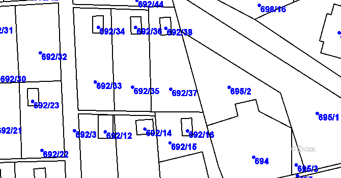 Parcela st. 692/37 v KÚ Dolní Měcholupy, Katastrální mapa