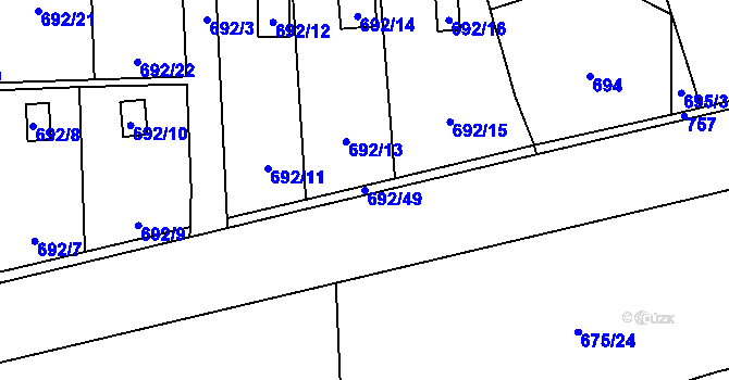 Parcela st. 692/49 v KÚ Dolní Měcholupy, Katastrální mapa