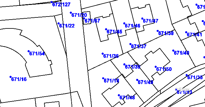 Parcela st. 671/36 v KÚ Dolní Měcholupy, Katastrální mapa