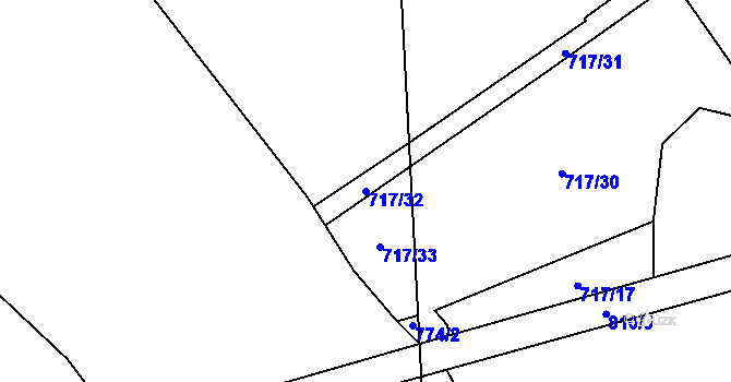 Parcela st. 717/32 v KÚ Dolní Měcholupy, Katastrální mapa