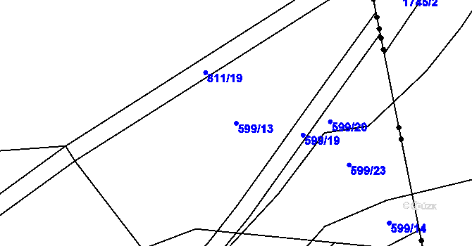 Parcela st. 599/13 v KÚ Dolní Měcholupy, Katastrální mapa