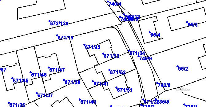 Parcela st. 671/53 v KÚ Dolní Měcholupy, Katastrální mapa