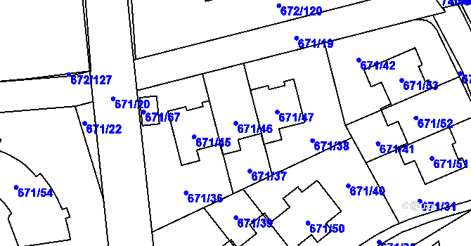 Parcela st. 671/46 v KÚ Dolní Měcholupy, Katastrální mapa