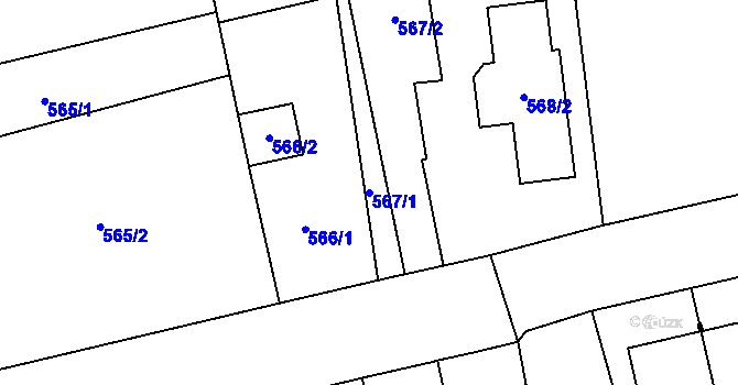 Parcela st. 567/1 v KÚ Dolní Měcholupy, Katastrální mapa
