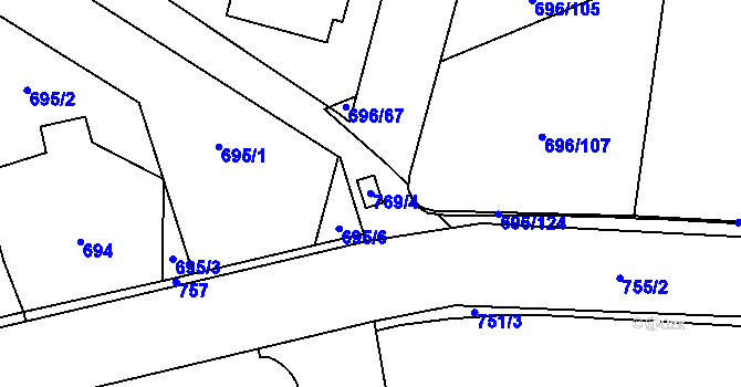 Parcela st. 769/4 v KÚ Dolní Měcholupy, Katastrální mapa