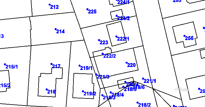 Parcela st. 222/2 v KÚ Dolní Měcholupy, Katastrální mapa