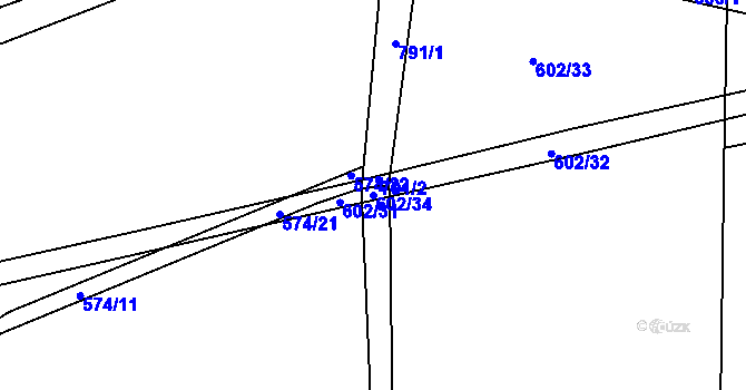 Parcela st. 602/34 v KÚ Dolní Měcholupy, Katastrální mapa