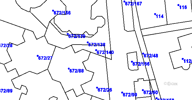 Parcela st. 672/140 v KÚ Dolní Měcholupy, Katastrální mapa