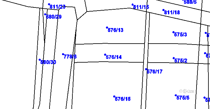 Parcela st. 576/14 v KÚ Dolní Měcholupy, Katastrální mapa