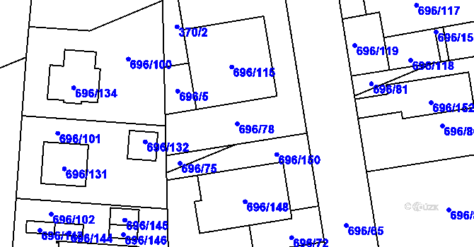 Parcela st. 696/78 v KÚ Dolní Měcholupy, Katastrální mapa