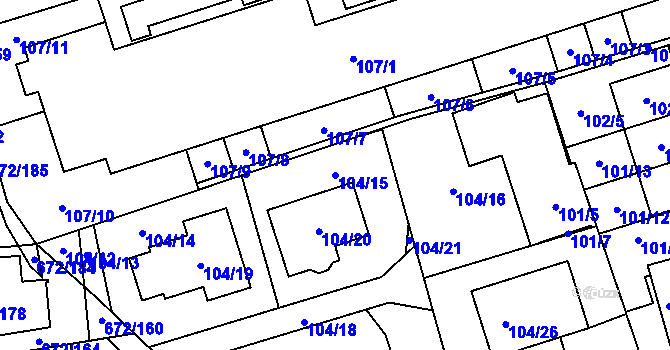 Parcela st. 104/15 v KÚ Dolní Měcholupy, Katastrální mapa