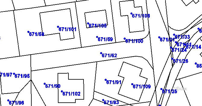 Parcela st. 671/62 v KÚ Dolní Měcholupy, Katastrální mapa