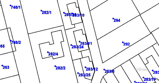 Parcela st. 283/11 v KÚ Dolní Měcholupy, Katastrální mapa